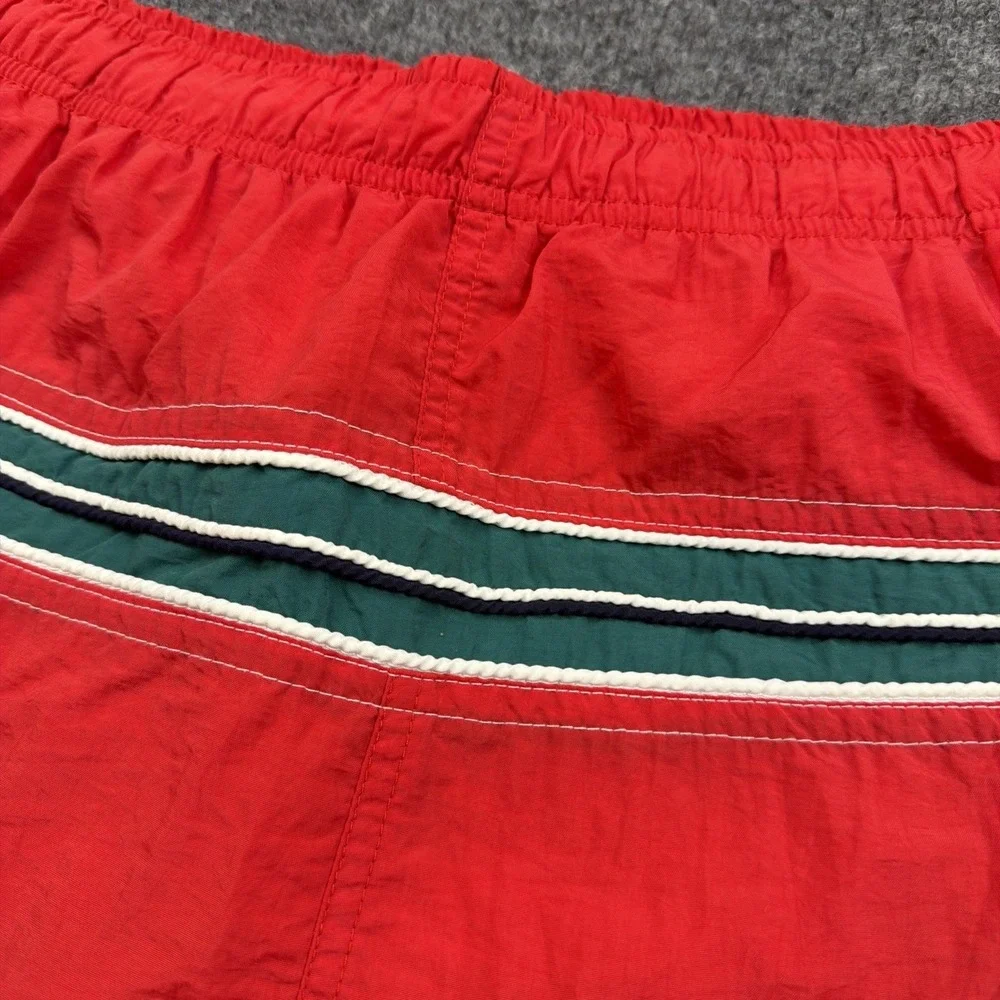 VTG Le Tigre American Sportswear Drawstring Red Lined Swim Trunks Sz‎ XL Nylon